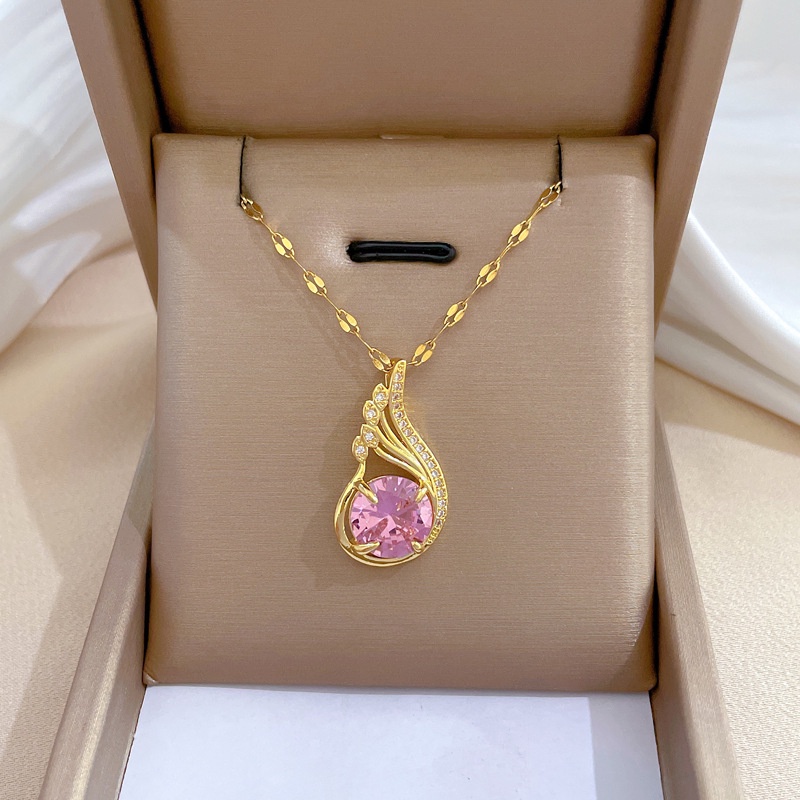 Xiaoboacc Baja Titanium Wanita Fashion Berlian Kelinci Hewan Berlapis Emas Clavicel Rantai Kalung