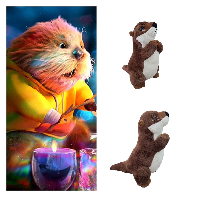 Rambut Pendek Boneka Berang-Berang Air Dan Tinggi 20cm