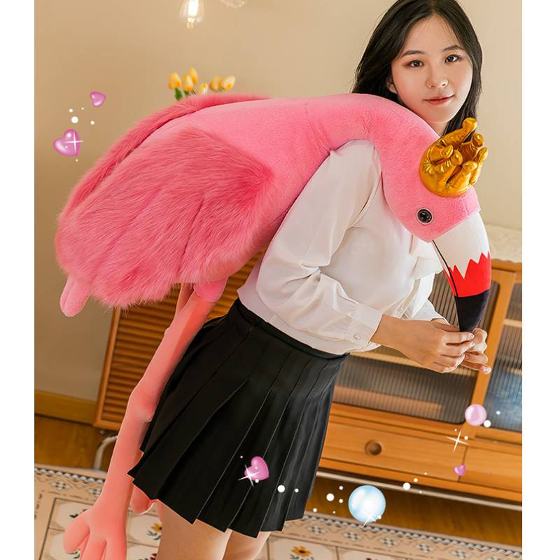 Mahkota Flamingo Pink Mainan Mewah Bantal Tidur Boneka Dekorasi Rumah Hadiah Ulang Tahun Anak