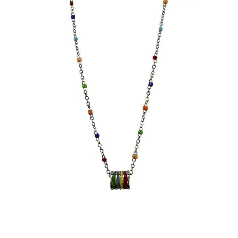 Aksesoris Kalung Bunga Manik-Manik Warna-Warni Rantai Klavikula Temperamen Retro