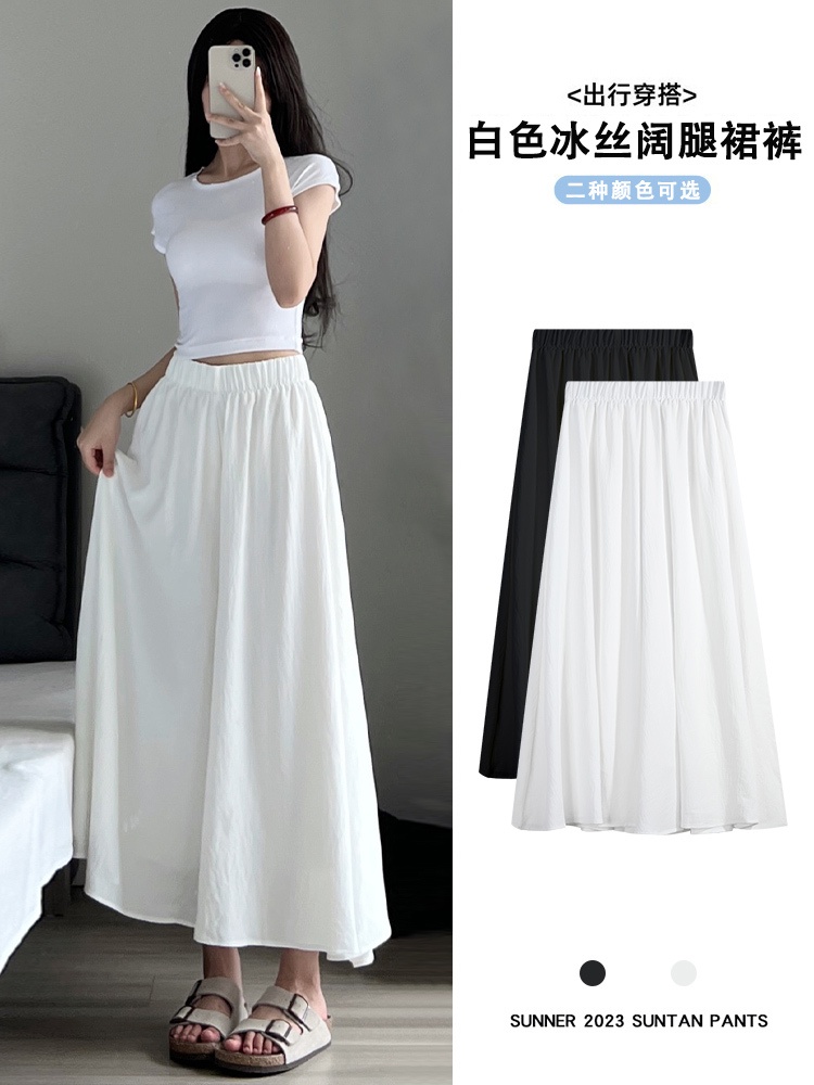 Rok cewe Celana putih dan celana untuk wanita di musim panas, tipis, kecil, bergetar, pleated A-line