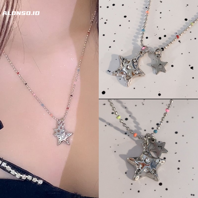 Aksesoris Kalung Pentagram Permen Warna-Warni Kepribadian Sederhana