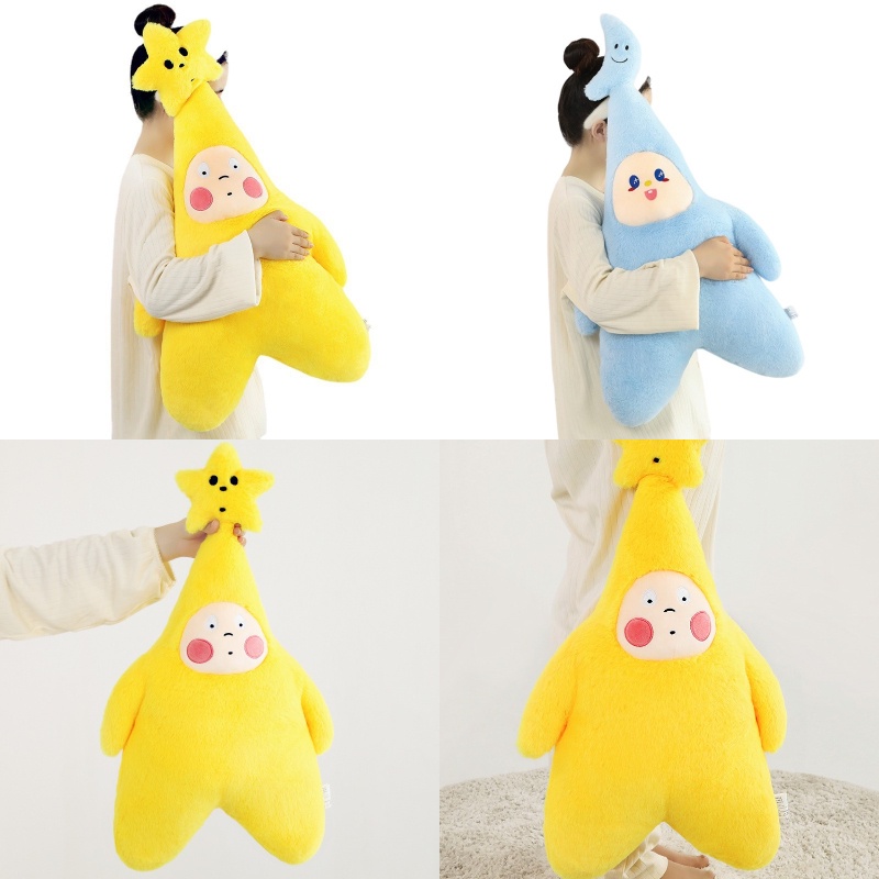 Bantal Boneka Bulan Bintang Dan Biru Kuning Untuk Dekorasi Rumah