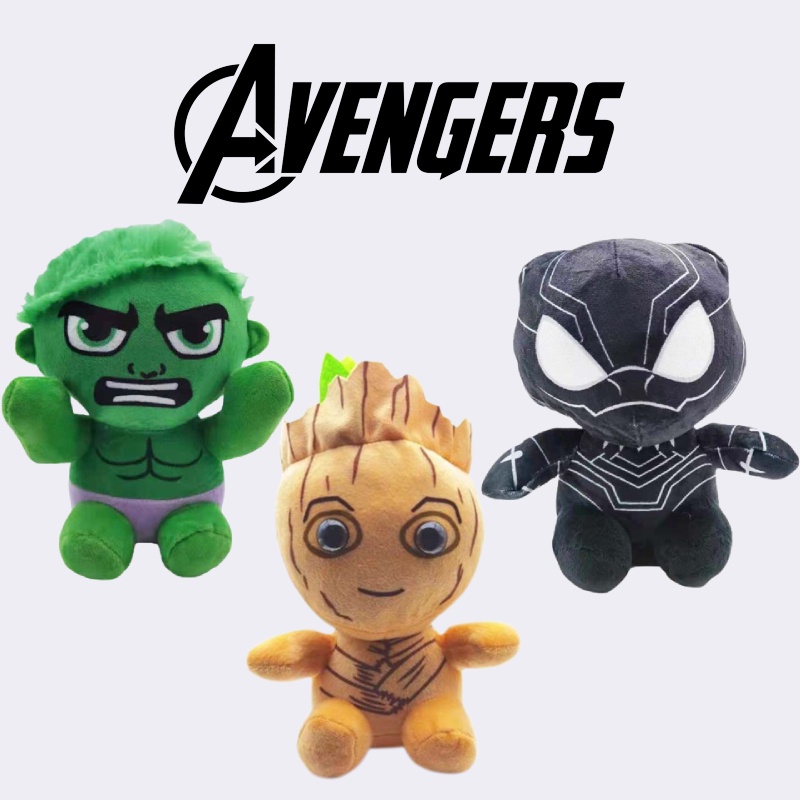 Mainan Plush Dari Black Panther, Hulk, Dan Groot Dengan Bahan Kain Katun Pp Lembut