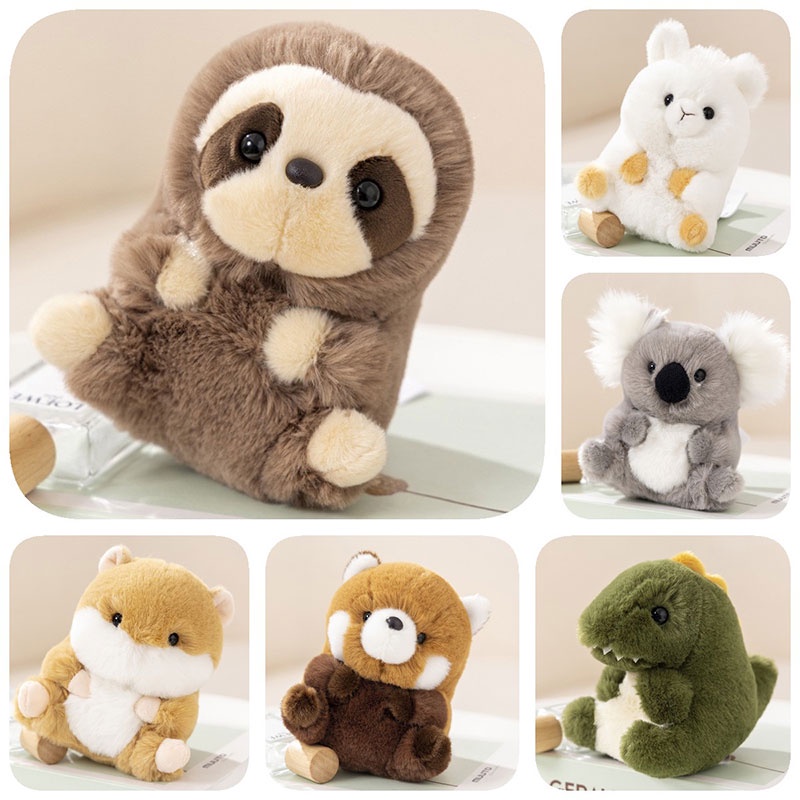 Plushies Bentuk Hewan Panda, Koala, Sloth, Hamster, Alpaka, Dinosaurus, Terbuat Dari Kain Plush Pendek Dan Isi Katun Pp, Bagus Untuk Dekorasi Kamar Anak