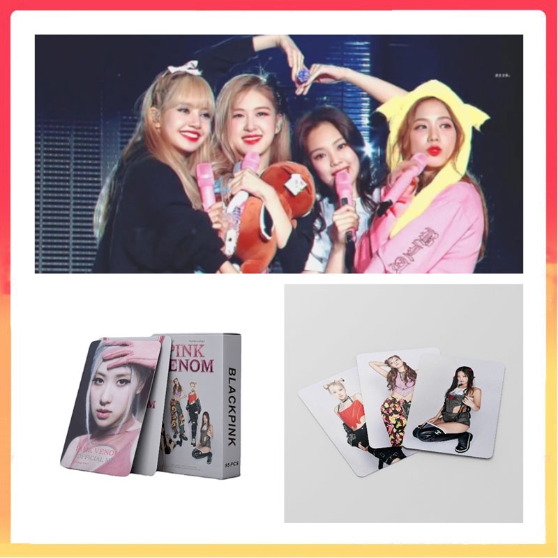 Blackpink Set Kartu JISOO JENNIE ROSE LISA Collector Fan Pink Venom Postcard Box Blackpink