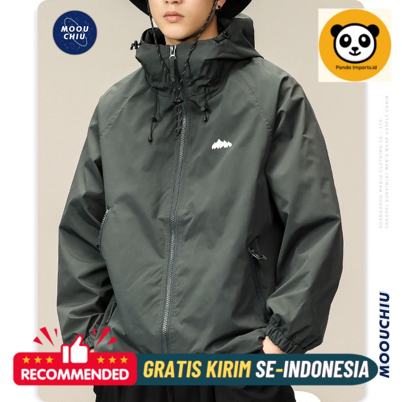 Jaket Pria Premium Muqiu Men's Clothing Å Trendy Brand Loose Hooded Coat Men's Mountain Leisure Outd