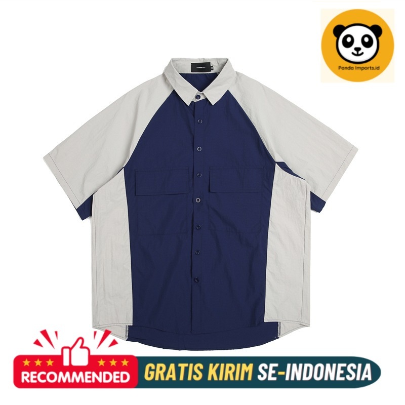 Kemeja Pria Premium Kaos pria dengan warna kuadrat, desain pakaian pria musim panas, trende pribadi,