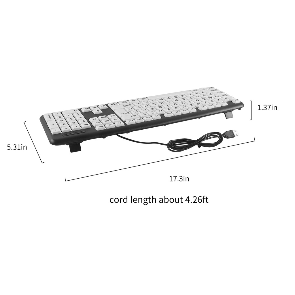 107kunci Keyboard Keyboard Kabel Keyboard Print Besar Keyboard Komputer Keypad Tradisional Font Besar Tebal Untuk Pelajar Lansia Dan Pelajar