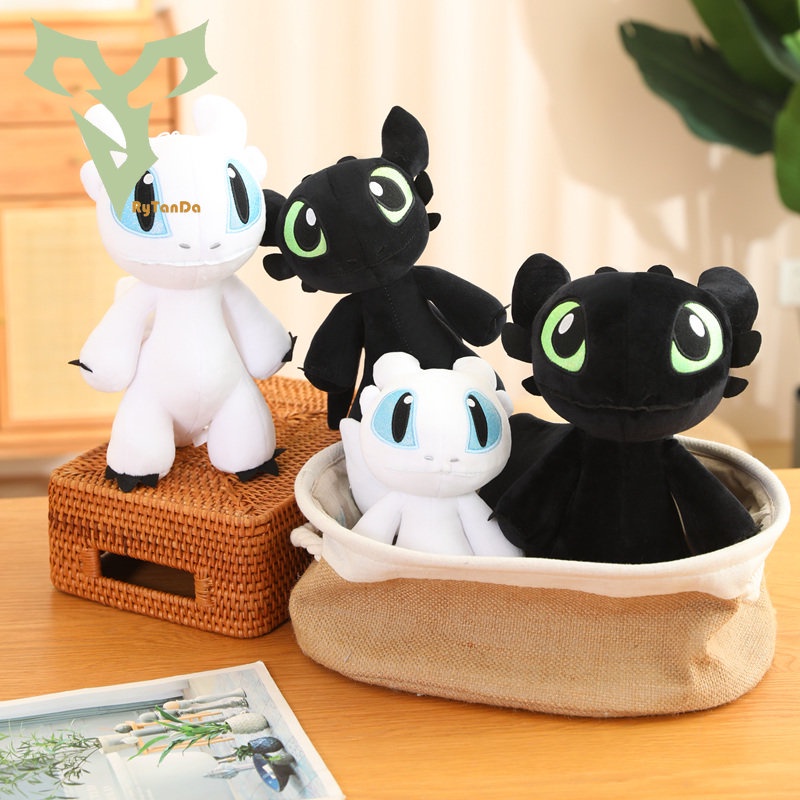 35cm/28cm/25cm Cara Melatih Naga Anda Putih Hitam Toothless Plush Toy Stuffed Doll Cahaya Fury Malam Berbulu Anak-Anak Hadiah