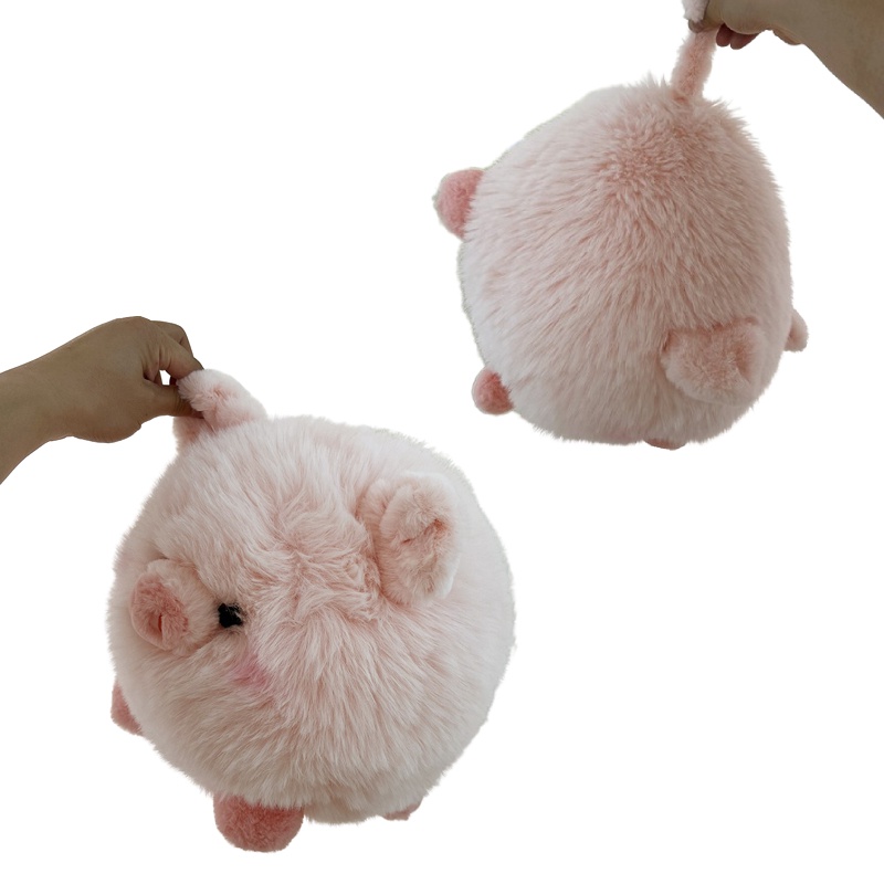 Bantal Piggy Mewah Lucu Mainan Boneka Bentuk Bola Pink Berambut Panjang Untuk Anak