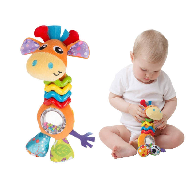 Bell Gantung Jerapah Mainan Kerincingan Lembut Mewah Bell Teether