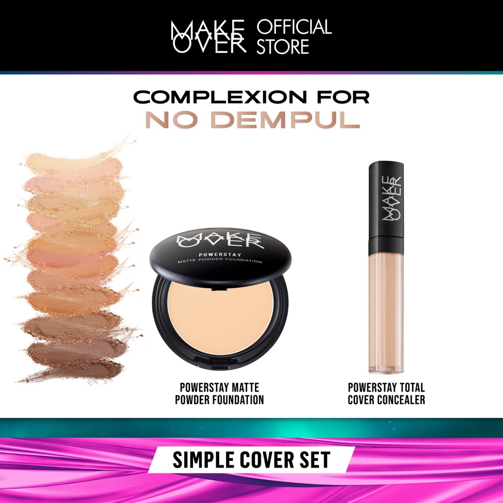 [COVER GAK DEMPUL] Make Over Simple Set : 24H Powerstay Matte Powder Foundation, Total Liquid Concealer