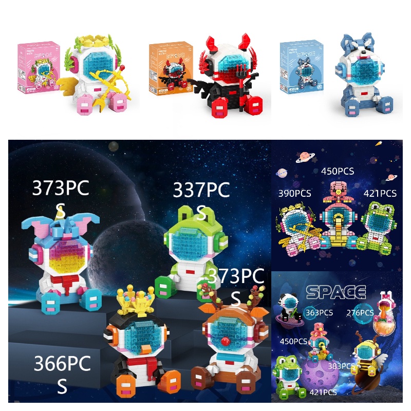 Magic Zone Animal Space Man Astronot Anak Susun Mainan Blok Bangunan