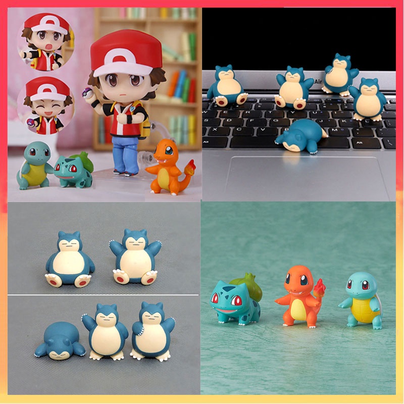 24pcs/15pcs Mainan Action Figure Pokemon Nendoroid Abu Ketchum Zenigame Charmander Bulbasaur