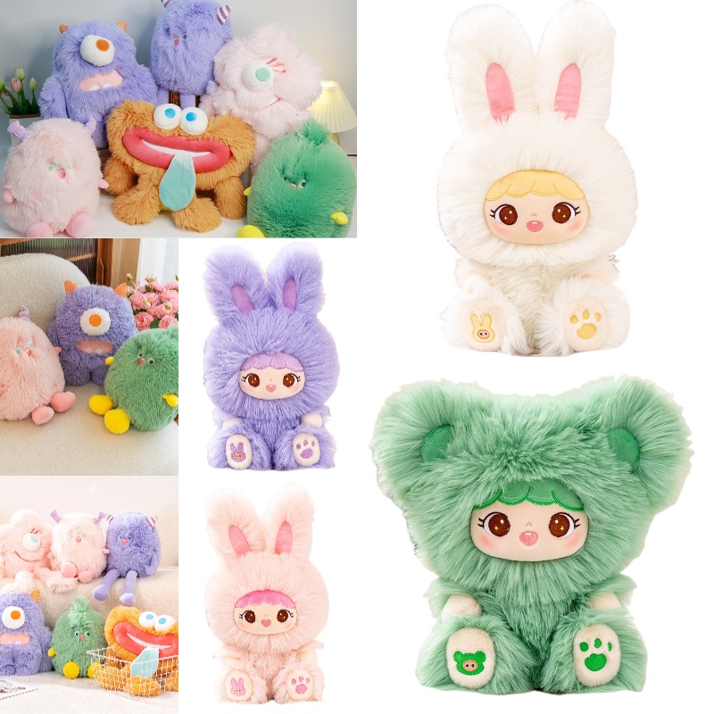 Monster Plushie Berkaki Panjang Cucu Kecil Dengan Bulu Warna Warni