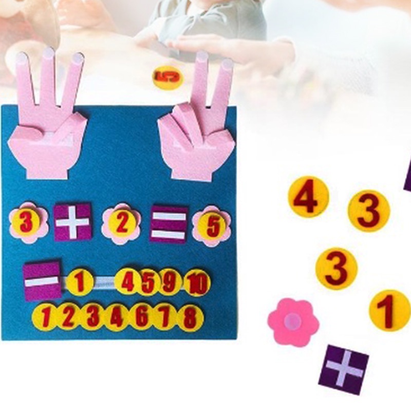 Mainan Kartun Anak Felt Papan Belajar Puzzle Mengajar Dini Jari Berhitung