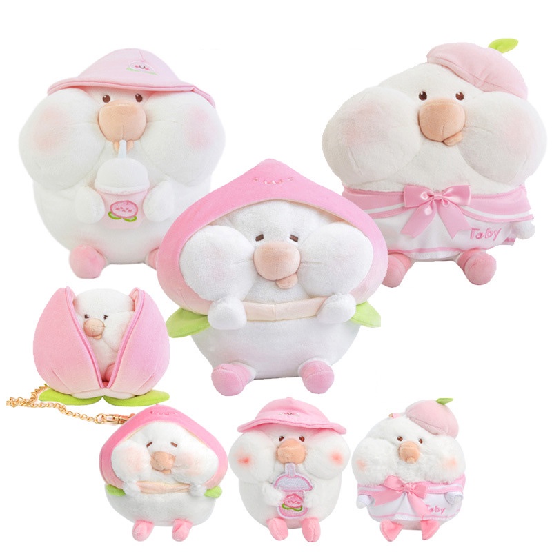 20cm/9cm Toby Peach Mainan Mewah Boneka Boneka Bantal Keluar Penyimpanan Messenger Bag Gadis Hadiah