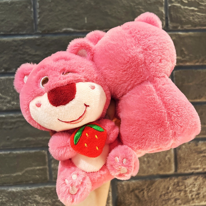 Gantungan Kunci Strawberry Bear Mewah Pendek Menggemaskan Untuk Dan Ransel