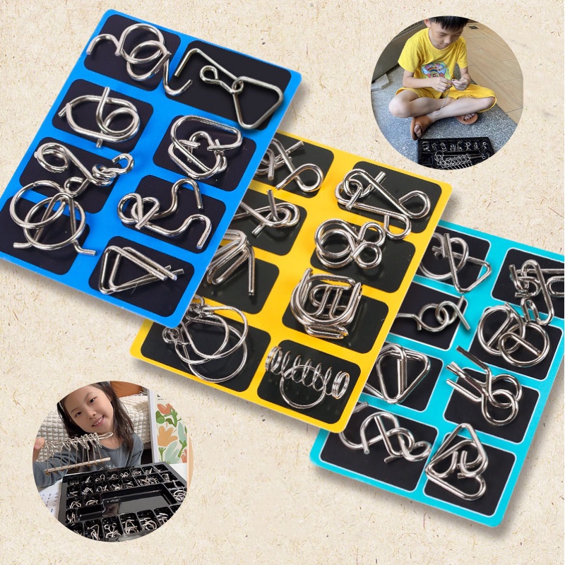 Lu Ban Lock Challenge Nine Linked Rings Puzzle Set, Meningkatkan Kecakapan Kognitif, Delapan Piece Metal Set, Halus Dan Tahan Lama