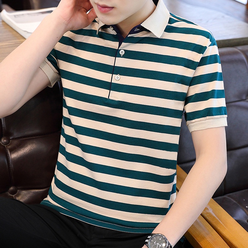 Kaos Polo Pria Kemaja Pria Versi Korea  Kaos Polo melepas baju jari pendek pria musim panas 2023 baj