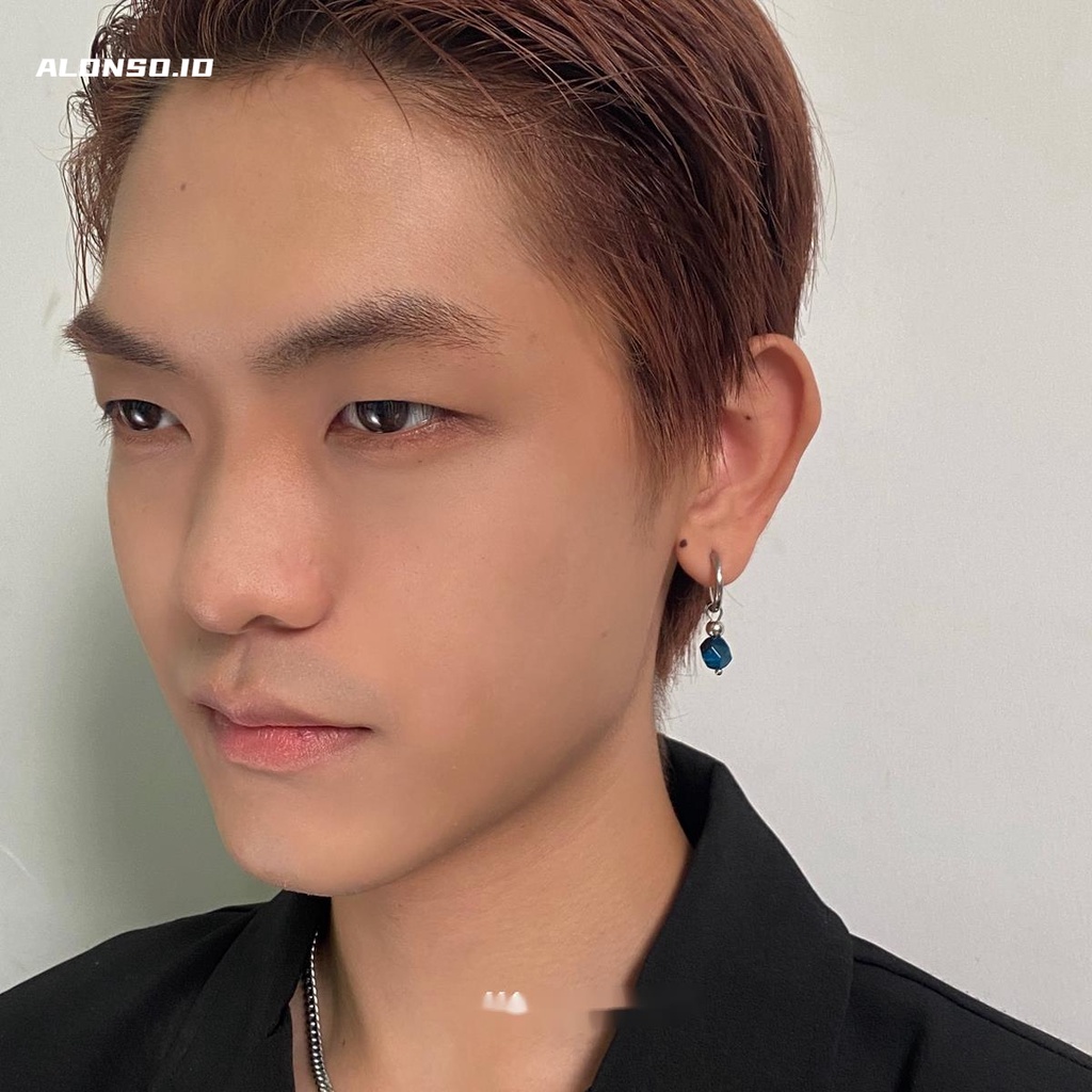 Anting Biru Aksesoris Fashion Kepribadian Sederhana