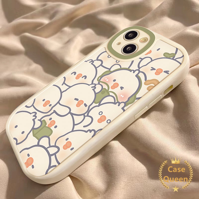 Casing Ponsel Perlindungan Lensa Oval Kompatibel Untuk IPhone 11 Pro Max12 14 13 Pro Max8 7 Plus XR XS X Max 6s 6 Plus SE 2020 Plus INS Fashion Lucu Kartun Bebek Lembut TPU Cover