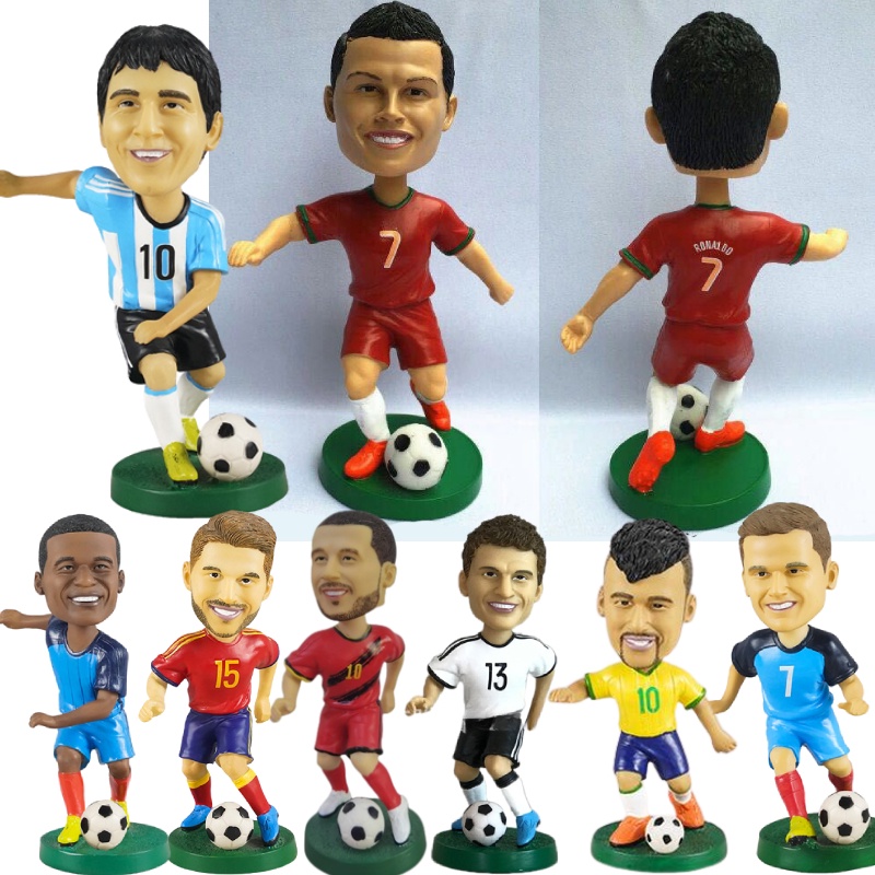 Bobbleheads Pemain Sepak Bola Resin 18cm Trendy Dan Kreatif Untuk Dekorasi Rumah Dan Kantor