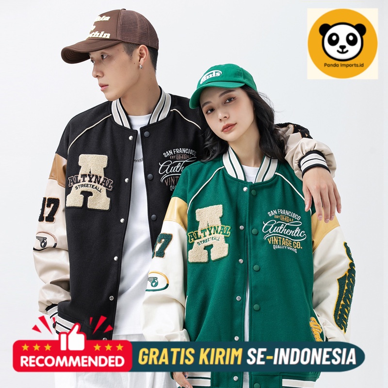 Jaket Pria Premium A Men's Wear [UNK] 2023 Musim gugur Mosaic Creative Letter Embroidery Stand Colla