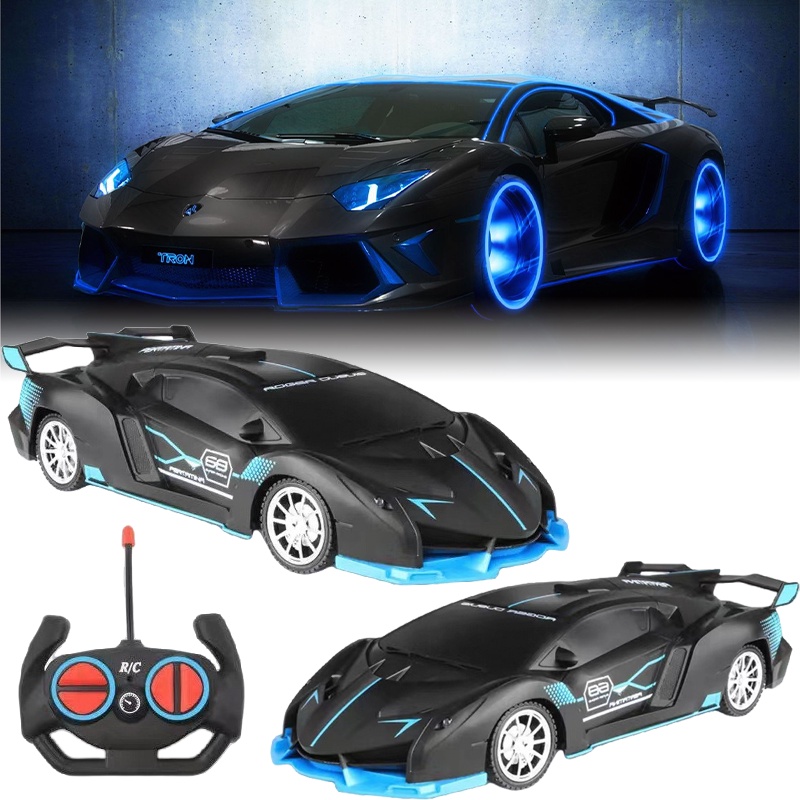 Lampu LED 4WD Mobil Drift RC Remote Control Mobil Mainan Balap Di Jalan Model Hadiah Anak