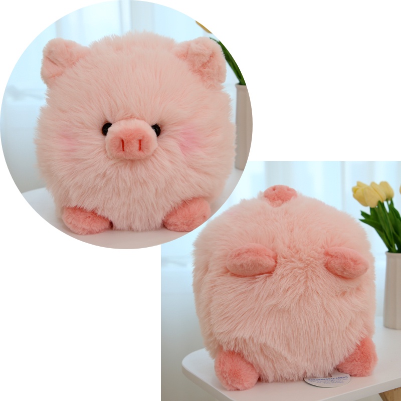 Bantal Piggy Mewah Lucu Mainan Boneka Bentuk Bola Pink Berambut Panjang Untuk Anak