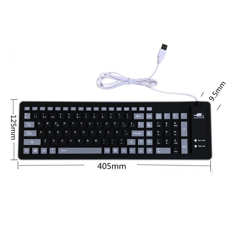 103kunci Keyboard Kabel Keyboard Spanyol USB Kabel Keyboard Silikon Keyboard Mute Keyboard Ringan Keyboard Portable