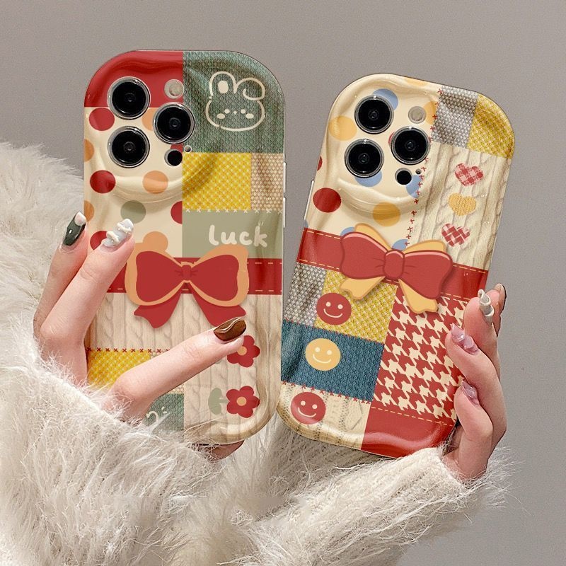 IPHONE Casing Ponsel Desain Mangkuk Kotak Putih Motif Cream Bunny Smiley Kompatibel Dengan Iphone12 13 14 11 Pro Max X Xs Max Xr Qqzx