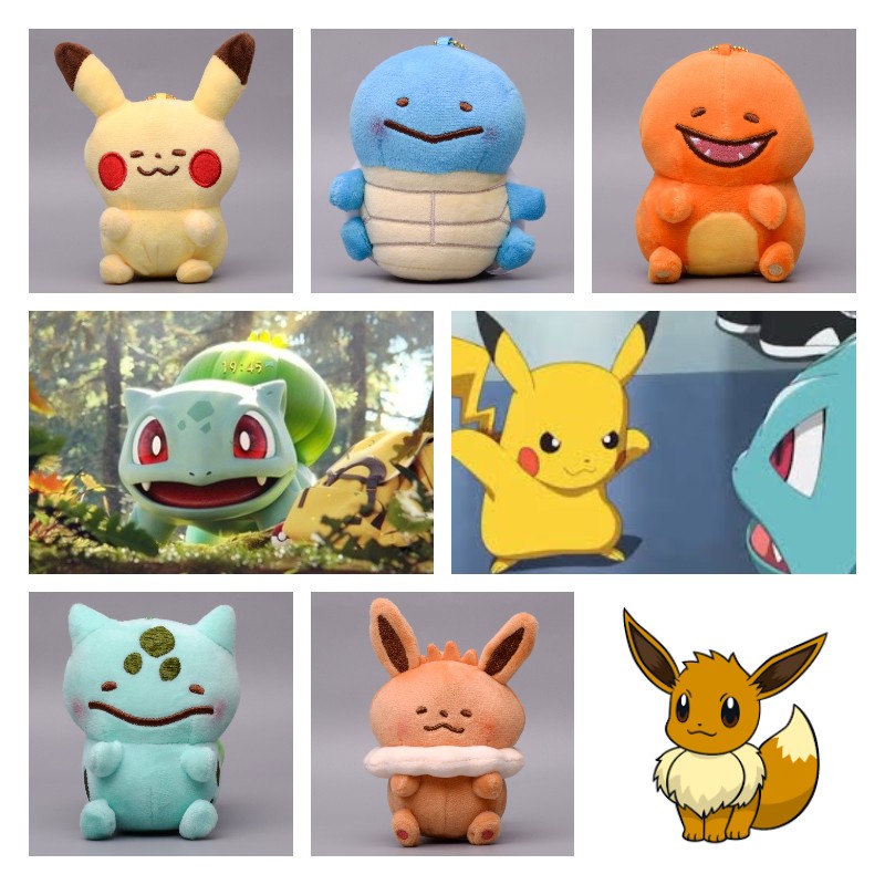 Animasi Pokemon Plushies Pikachu, Squirtle, Charmander, Dan Bulbasaur Dapatkan Yours Now!