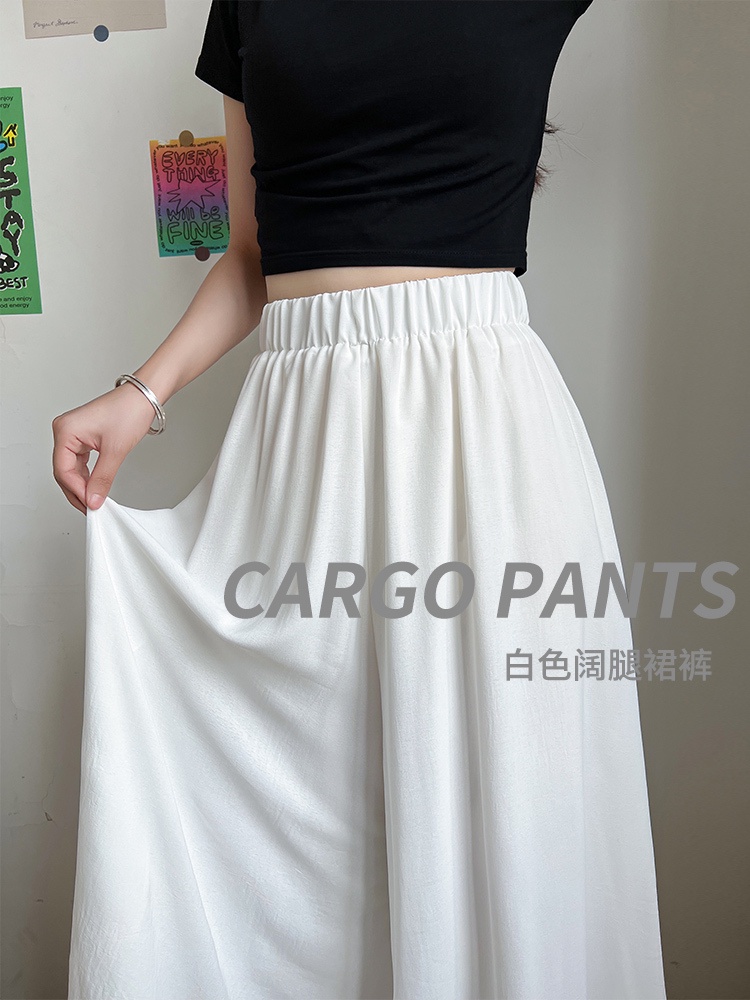 Celana sepanjang kaki kanap kapas untuk wanita dengan pinggang tinggi dan perasaan drape, musim pana