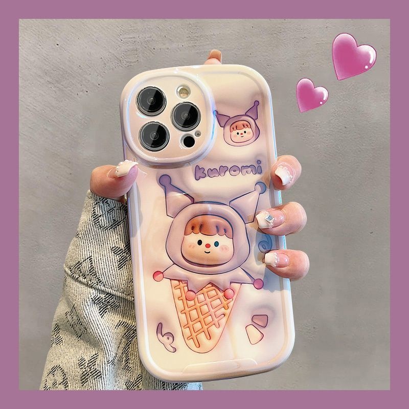 IPHONE Icecream In Two Girls Design Phone Case Kompatibel Dengan Iphone12 13 14 11 Pro Max X Xs Max Xr Zqwsw