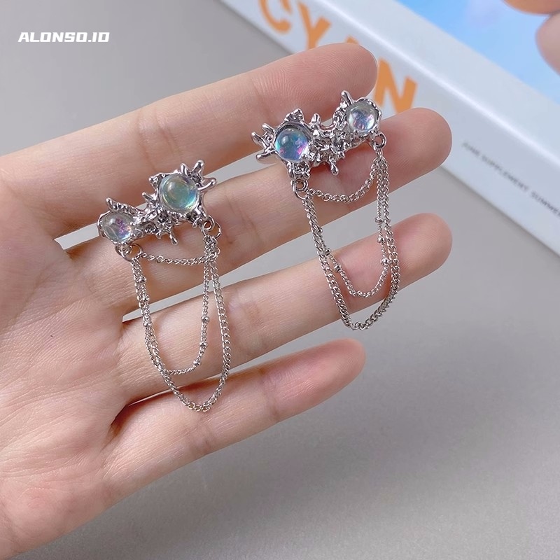 Aksesoris Anting Opal Terang Bulan Temperamen Mewah Ringan Retro