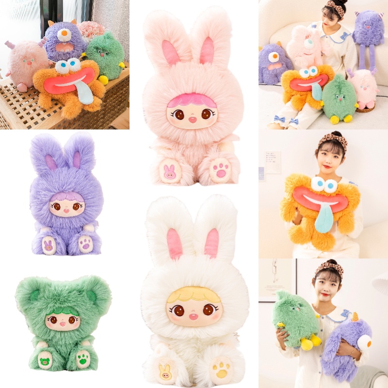 Monster Plushie Berkaki Panjang Cucu Kecil Dengan Bulu Warna Warni