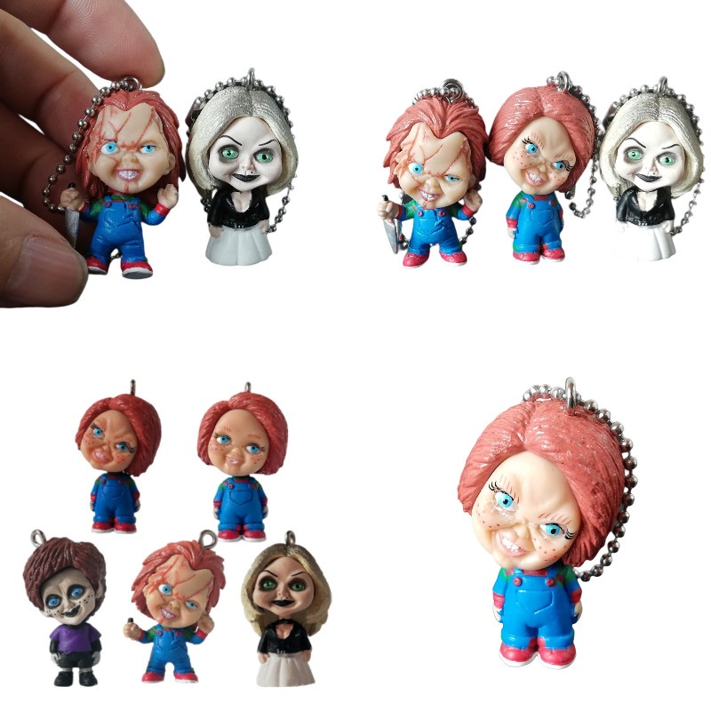 Boneka Gantungan Kunci Chucky Film Lifelike Set 5pcs Patung PVC Posable