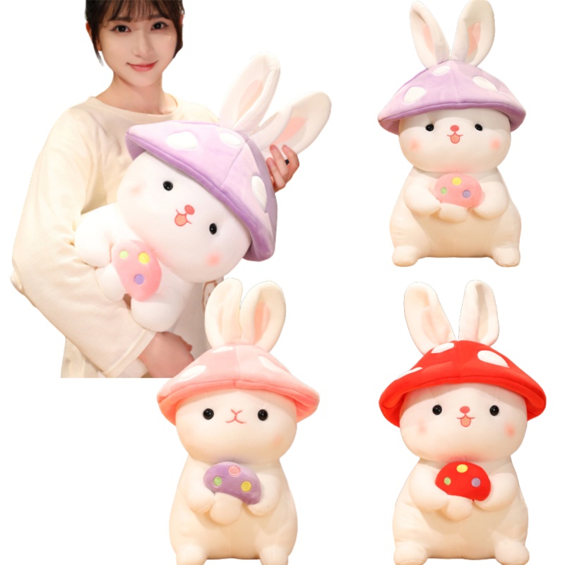 Snuggly Mushroom Bunny Stuffed Animal Cocok Untuk Anak Dan Dewasa Bulu Serat Elastis Amonia Ultra-Lembut