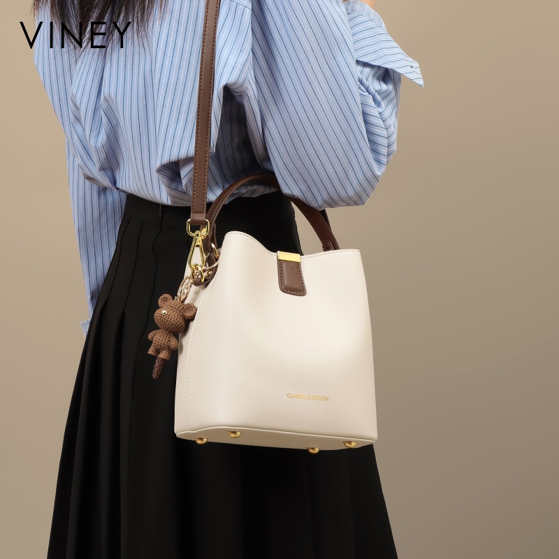 Viney Bag New Women's Bag Genuine Leather Crossbody Bucket Bag Portable Summer Premium  Shoulder Bag
