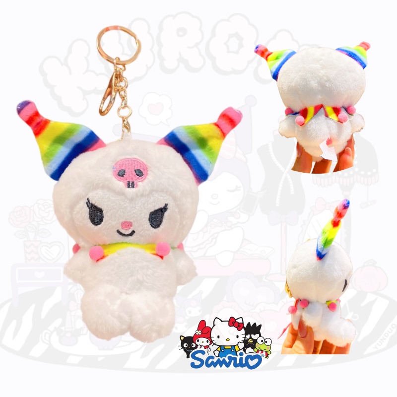 Gantungan Kunci Plush Rainbow Warna-Warni Untuk Tas Ransel Dan Hadiah Boneka Kuro Lomi