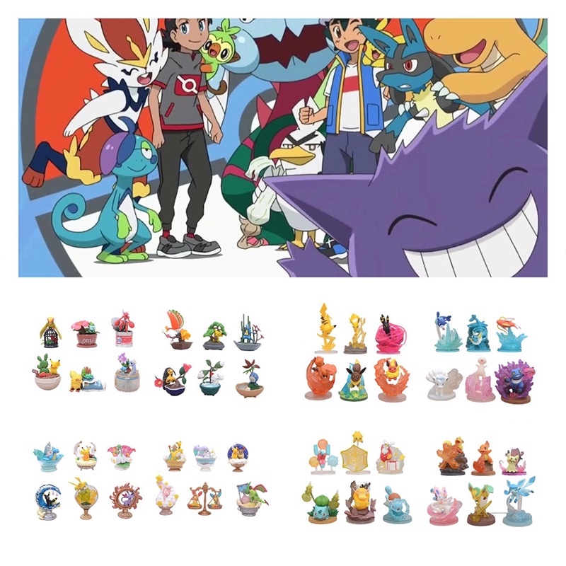 Set Figur Pvc Seri Pokemon Elf Warna Warni Di Box Pajangan, Bagus Untuk Kolektor