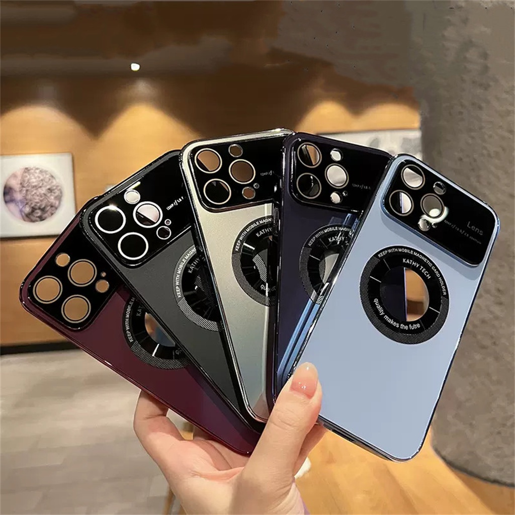 Luxury matte magnetic case iPhone 14 Pro Max case iPhone 12 13 Pro Max14 Plus 14pm Perlindungan Kamera Lensa Potongan logo matte shockproof protection hard back cover