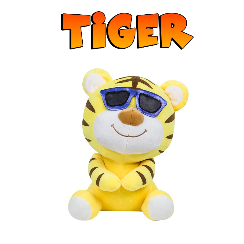 Mainan Plush Lovely Tiger Dengan Kacamata Cocok Untuk Anak-Anak Dan Graduate 30cm