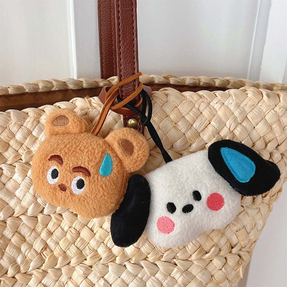 Lucu Berkeringat Anjing Kartun Liontin Kartun Beruang Boneka Tas Tali Gantung Gantungan Kunci Mobil Interior Dekorasi Boneka