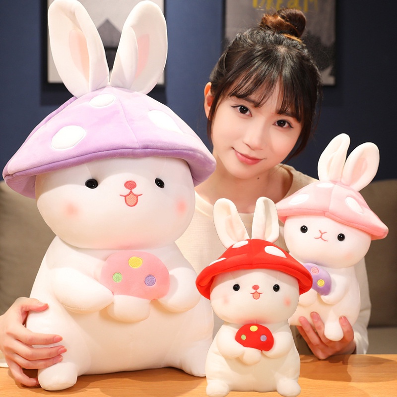 Snuggly Mushroom Bunny Stuffed Animal Cocok Untuk Anak Dan Dewasa Bulu Serat Elastis Amonia Ultra-Lembut