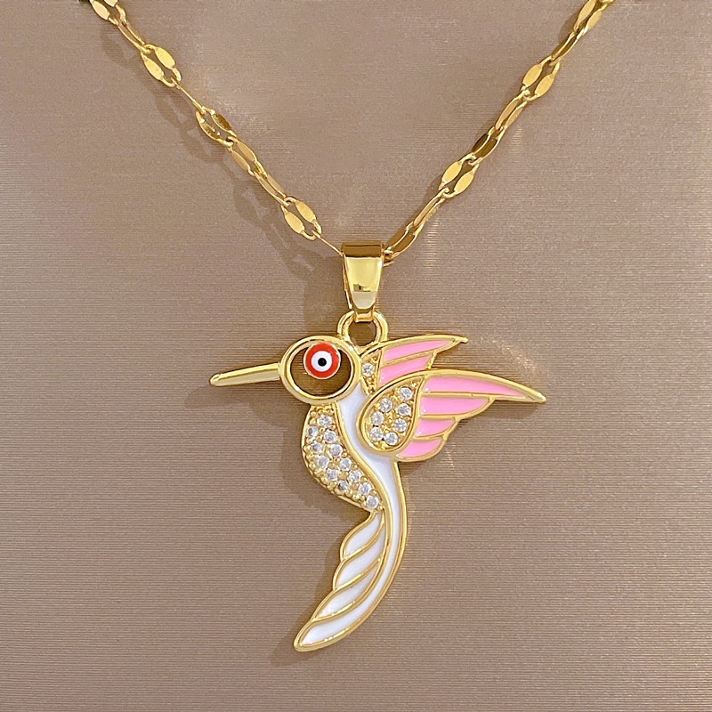 Xiaoboacc Titanium Steel Wanita Mewah Woodpecker Bird Emas Klavikula Rantai Choker Kalung