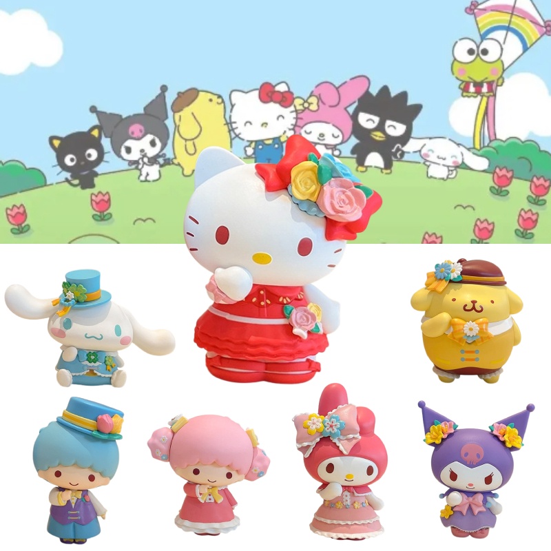 Boneka Sanrio Kuromi Melody Yugi Dog Puding Anjing Gemini Star Flower Season Series Figur Hadiah