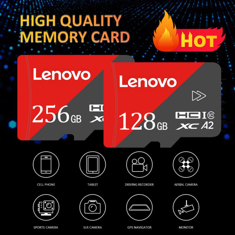 Lenovo TF Micro SD Memory Card 128GB 256GB 4k HD Kartu Flash Micro TF SD MicroSD Anti Air Untuk Kamera Ponsel